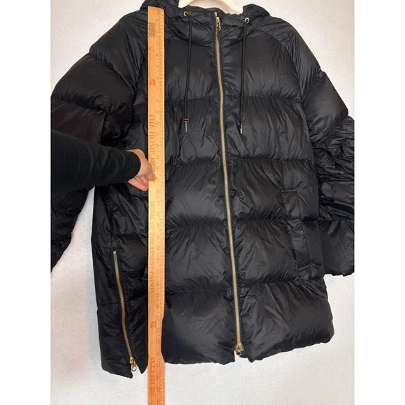 Eddie Bauer Down Black Hooded Puffer Coat Jacket Parka Size L - Picture 8 of 9